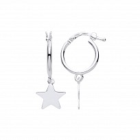 Silver Star Hoop Earrings