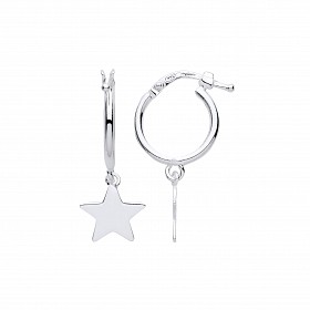 Silver Star Hoop Earrings