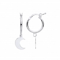 Silver Moon Hoop Earrings
