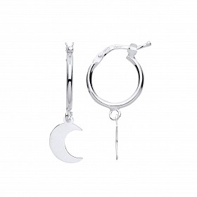 Silver Moon Hoop Earrings