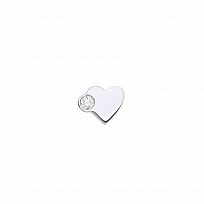 Silver Single Stone Heart Stud Earrings