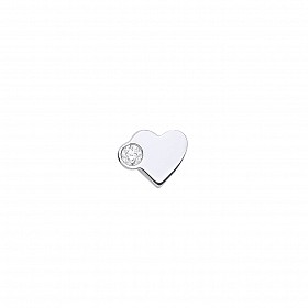 Silver Single Stone Heart Stud Earrings