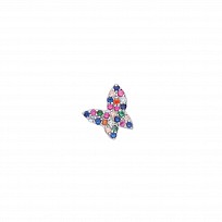 Silver Multi Colour CZ Butterfly Stud Earrings