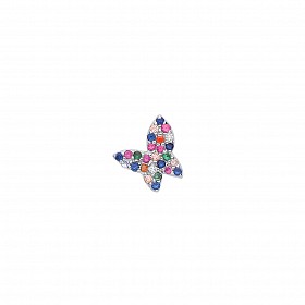 Silver Multi Colour CZ Butterfly Stud Earrings