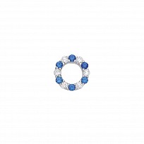 Silver CZ & Sapphire Circle Stud Earrings