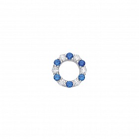 Silver CZ & Sapphire Circle Stud Earrings