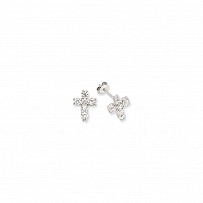 Silver CZ Cross Stud Earrings