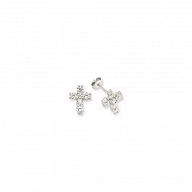 Silver CZ Cross Stud Earrings