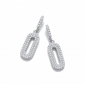 Silver CZ Fancy Drop Eearrings