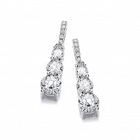 Silver Cubic Zirconia Trio Fancy Drop Earrings