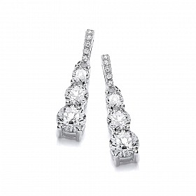 Silver Cubic Zirconia Trio Fancy Drop Earrings