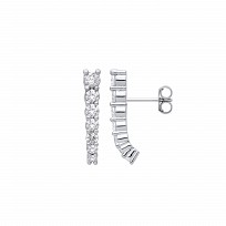 Silver CZ Curved Line Stud Earrings