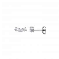 Silver CZ Curved Stud Earrings