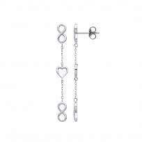 Silver Heart & Infinity Chain Drop Earrings