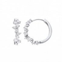 Silver CZ Fancy Hoop Earrings