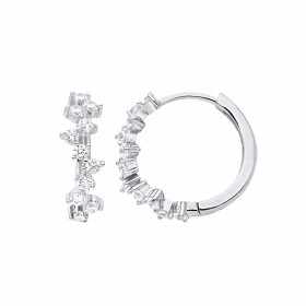 Silver CZ Fancy Hoop Earrings