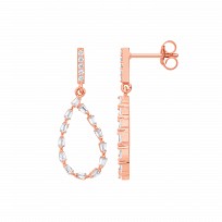 Rose Gold Plated CZ Fancy Tear Drop Earrings