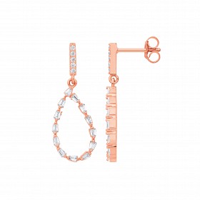 Rose Gold Plated CZ Fancy Tear Drop Earrings