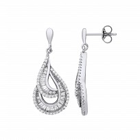 Silver CZ Fancy Drop Earrings