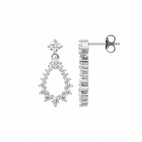 Silver CZ Fancy Tear Drop Earrings