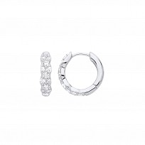 Silver CZ Huggie Hoop Earrings