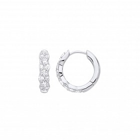 Silver CZ Huggie Hoop Earrings