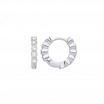 Silver CZ Huggie Hoop Earrings