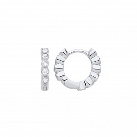 Silver CZ Huggie Hoop Earrings