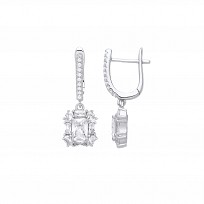 Silver CZ Fancy Drop Earrings