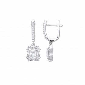 Silver CZ Fancy Drop Earrings