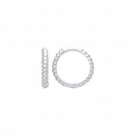 Silver Twisted Huggie Hoop Earrings