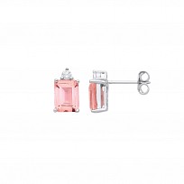 Silver CZ Salmon Nano Baguette Stud Earrings