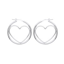925 Sterling Silver Heart Hoop Earrings