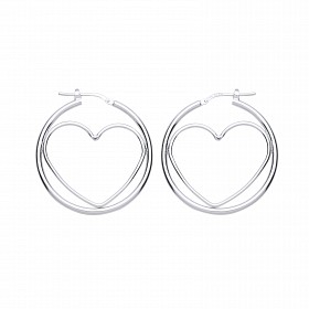 925 Sterling Silver Heart Hoop Earrings