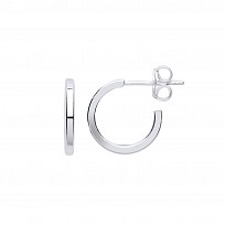 925 Sterling Silver Square Cut Half Hoop Earrings