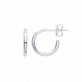 925 Sterling Silver Square Cut Half Hoop Earrings