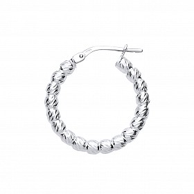 Silver Bead Hoop Earrings