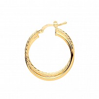 Yellow Gold Plated 20mm Twist & Polished Hoop Earrings