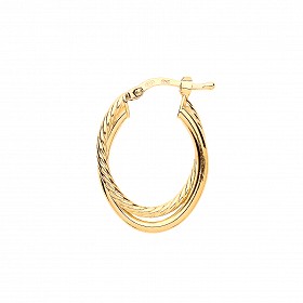Yellow Gold Plated Oval Twist & Polished Hoop Earrings