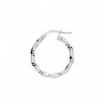Silver Barked Twist Hoop Earrings
