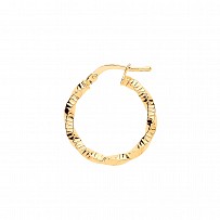 Gold Plated Barked Twist Hoop Earrings