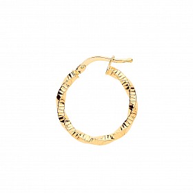 Gold Plated Barked Twist Hoop Earrings