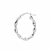 Silver Oval Twist Hoop Earrings