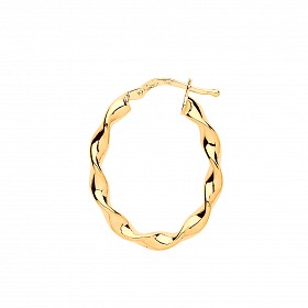 Gold Plated Oval Twist Hoop Earrings