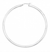 Plain Silver Large Hoop Earrings