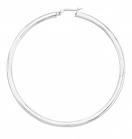 Plain Silver Large Hoop Earrings
