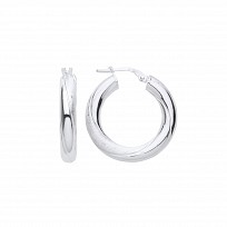 Silver Satin & Polished Twisted Hoop Earrings