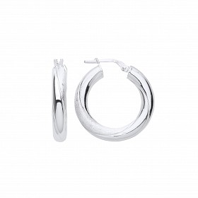 Silver Satin & Polished Twisted Hoop Earrings
