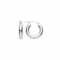 Silver Platinum Plate 10mm Tube Round Hoop Earrings