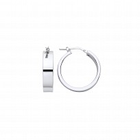 Silver Platinum Plate Squared Flat 20mm Hoop Earrings